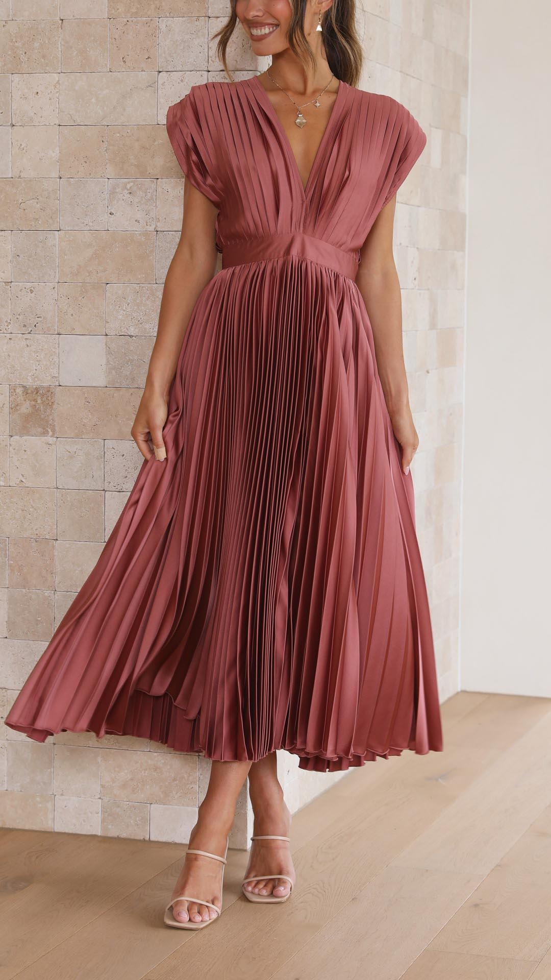 pleated maxi wedding guest dress Women's Sleeveless Pleated Maxi Wedding Guest Dress