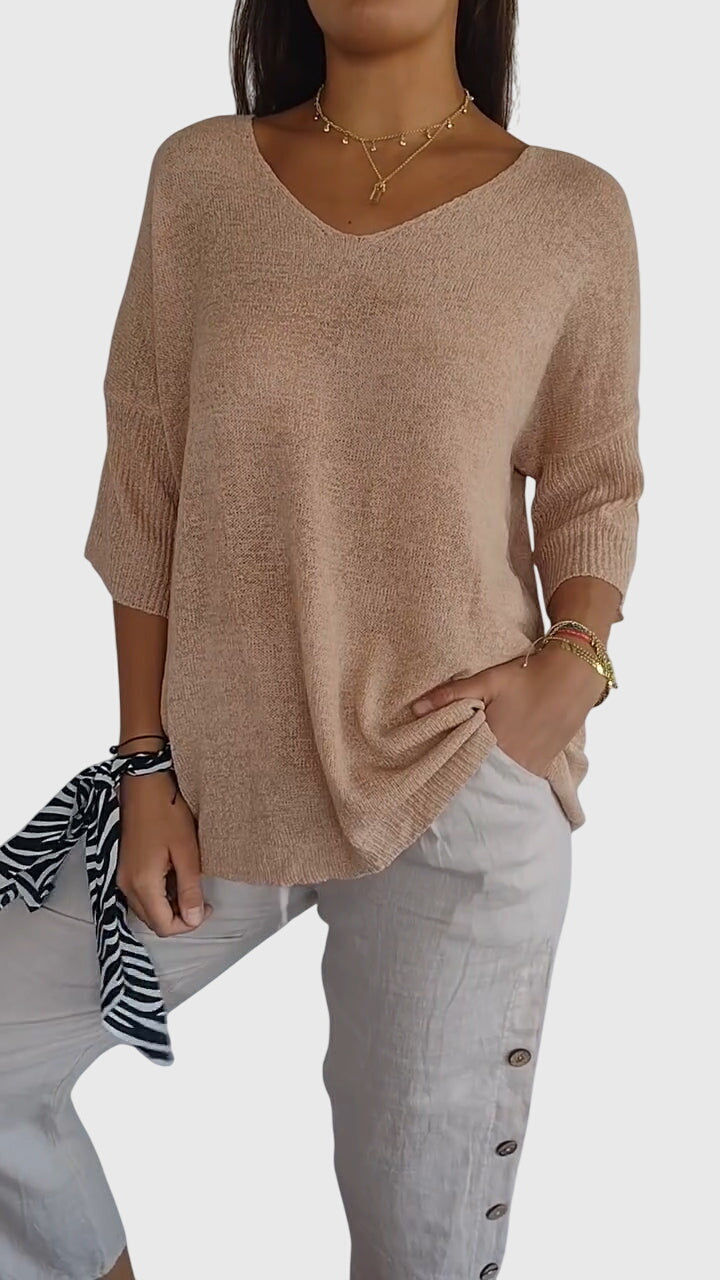 Cassandra™ | Elegant V-Neck Slim Fit Top