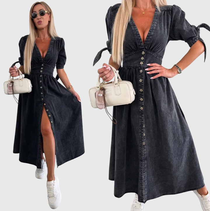 Sophia™ | Elegant Denim Shirt Dress