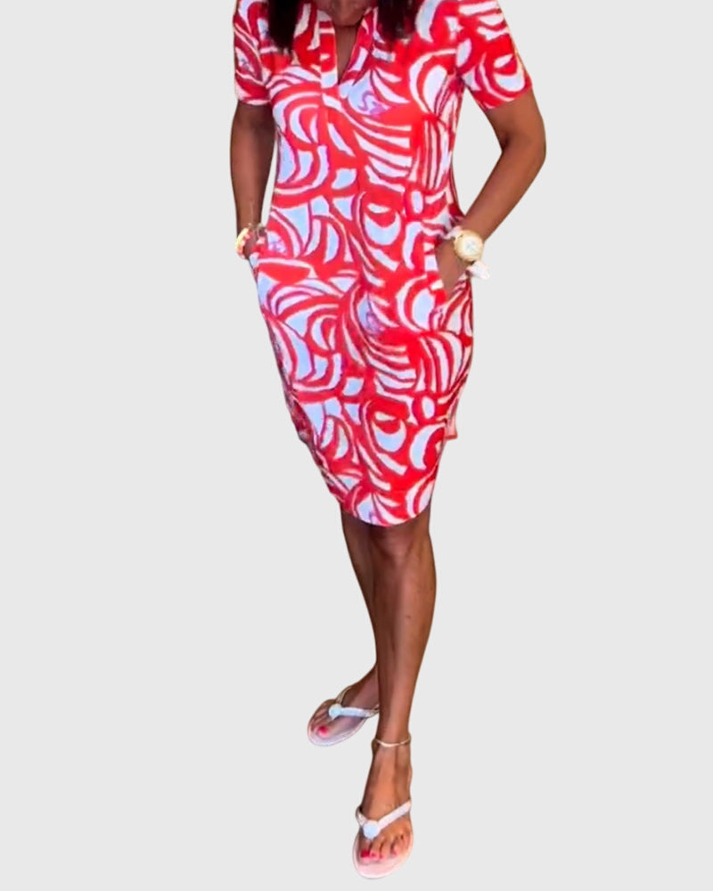 Elle™ | Flattering Printed Midi Dress