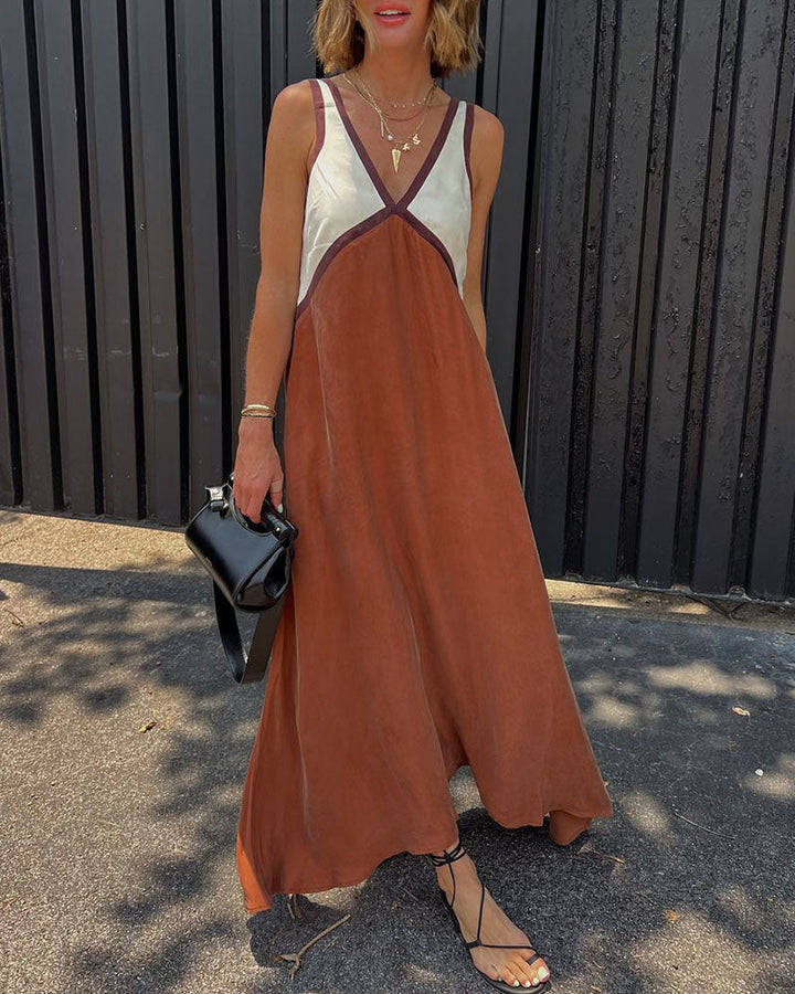 Valeria | V-Neck Colorblock Wedding Guest Dress