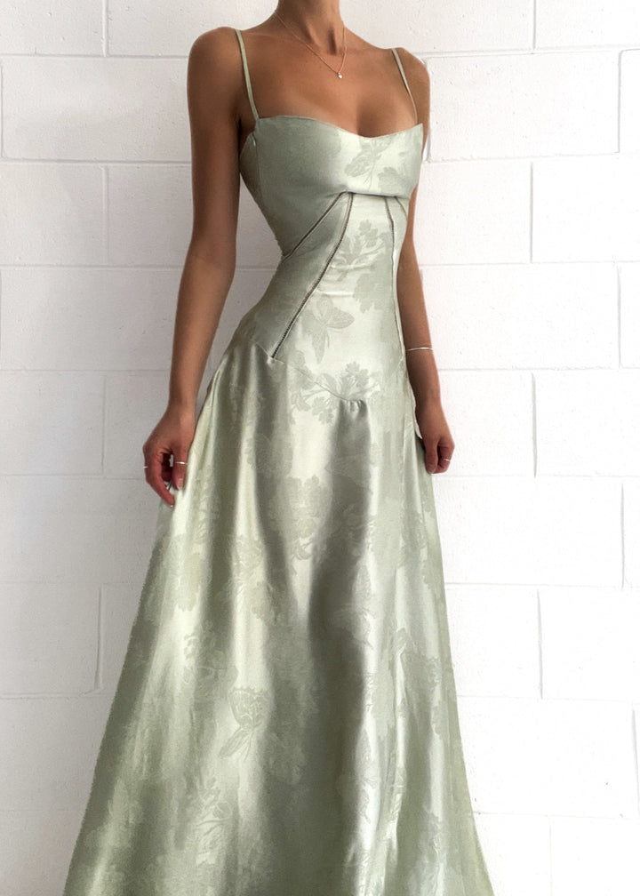 Elena | Satin Strap Maxi Wedding Guest Dress