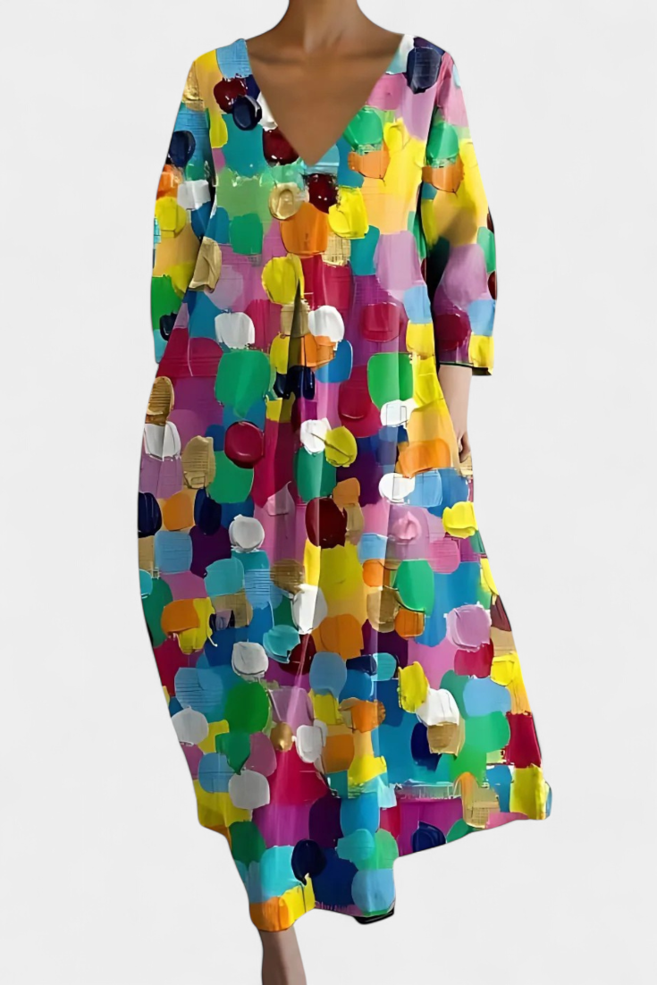 Isalinde | Relaxed V-Neck Midi Dress
