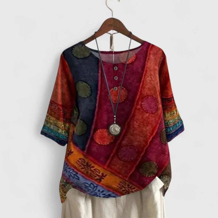 Auralie | Elegant Boho Print Top