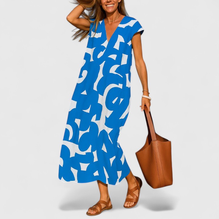 Koralia | Sophisticated V-Neck Midi Dress