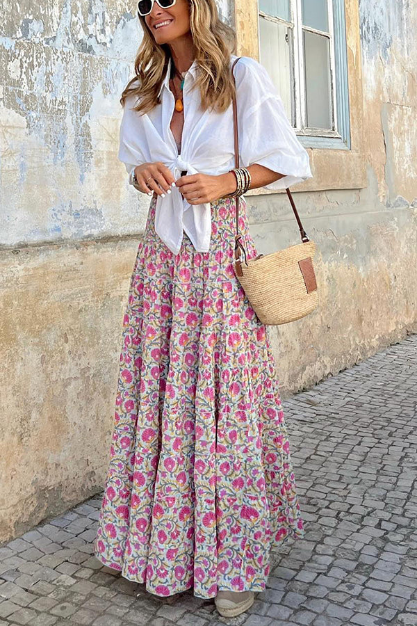 Jennifer | Floral Smocked Waist Maxi Dress for a Paradise Plan