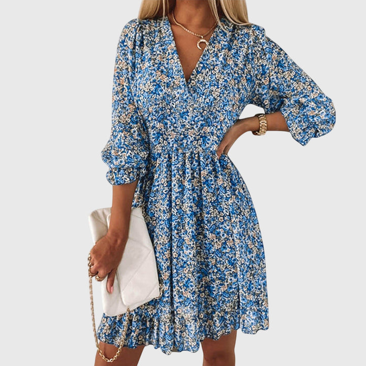 Elisa™ | Floral Puff Sleeve Midi Dress