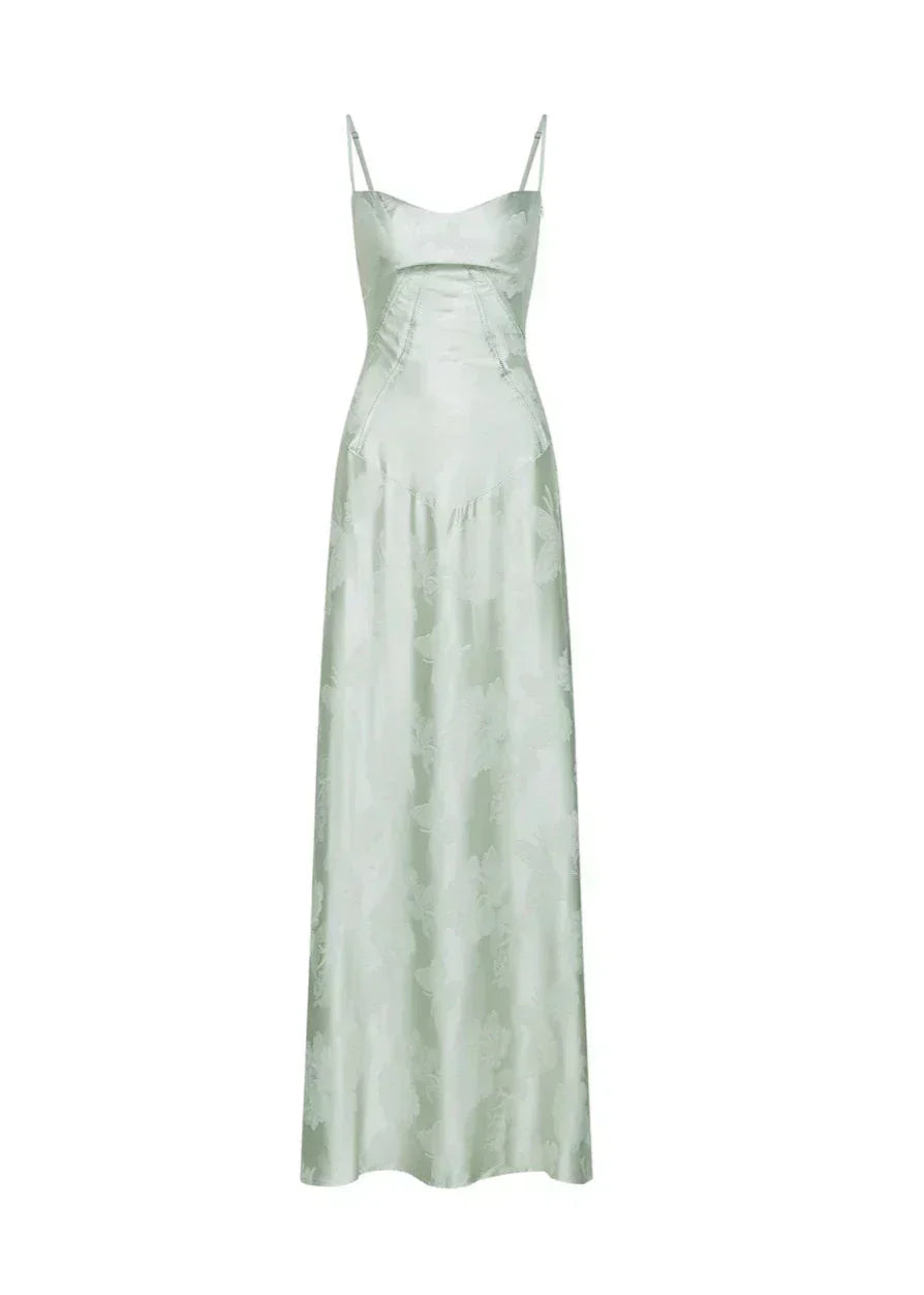 Elena | Satin Strap Maxi Wedding Guest Dress