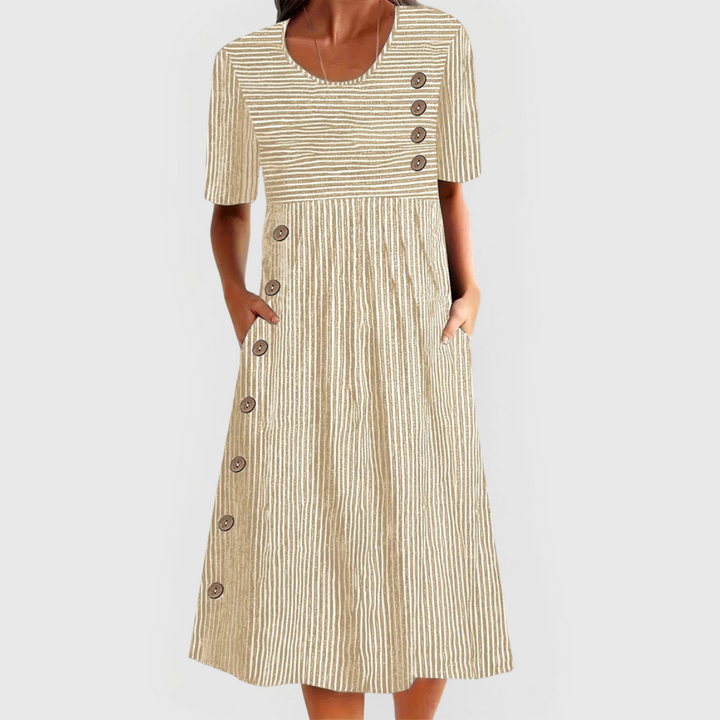 Wanda™ | Classic Striped Midi Dress