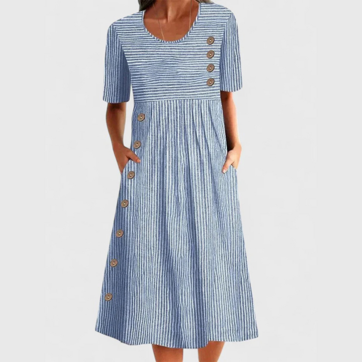 Wanda™ | Classic Striped Midi Dress