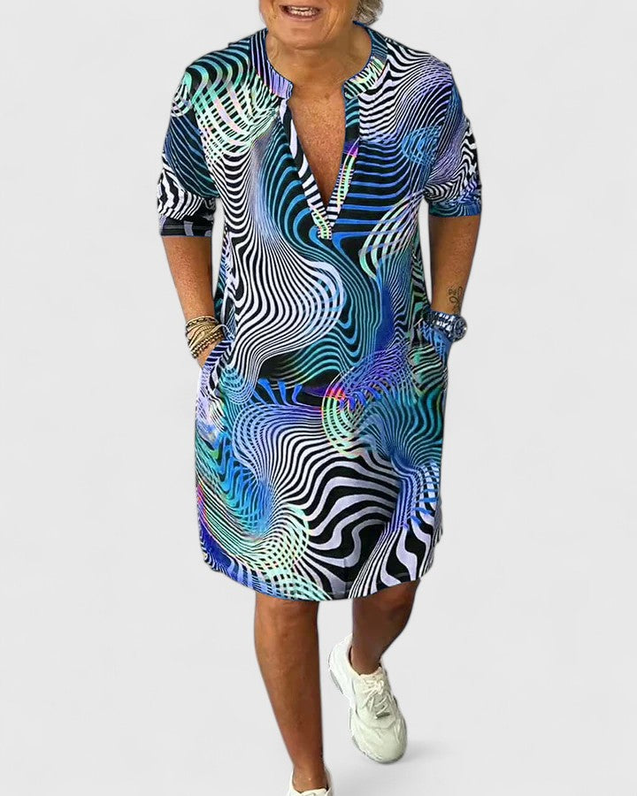 Helina™ | Sophisticated V-Neck Midi Dress