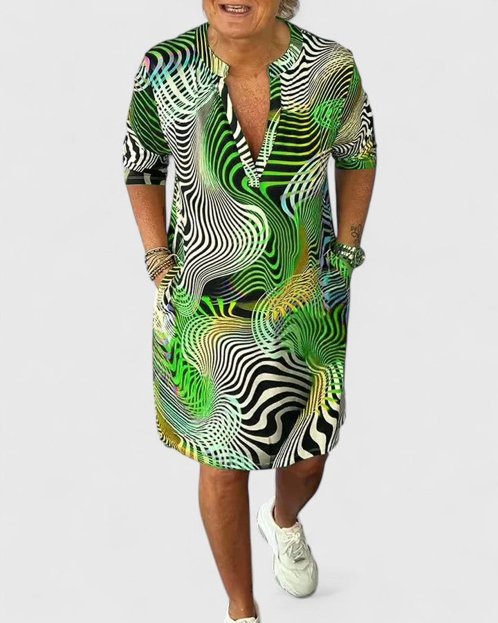 Helina™ | Sophisticated V-Neck Midi Dress