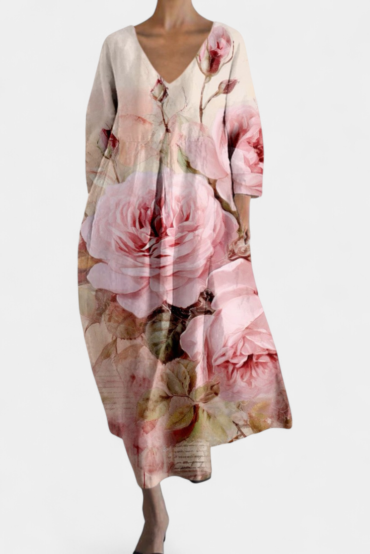 Isalinde | Relaxed V-Neck Midi Dress