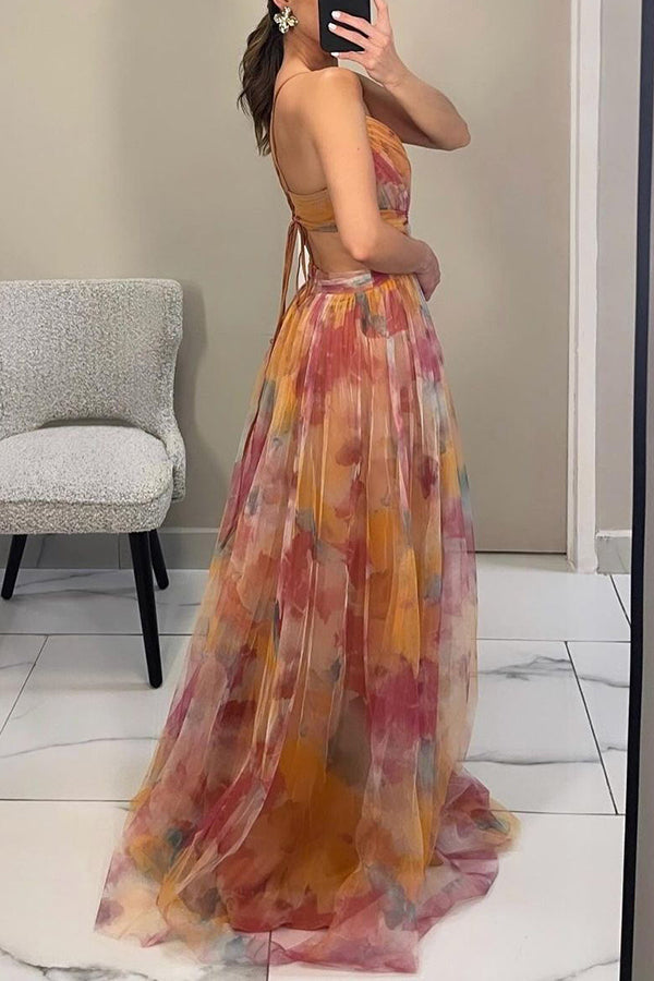 Cindy | Floral Print Maxi Wedding Guest Dress