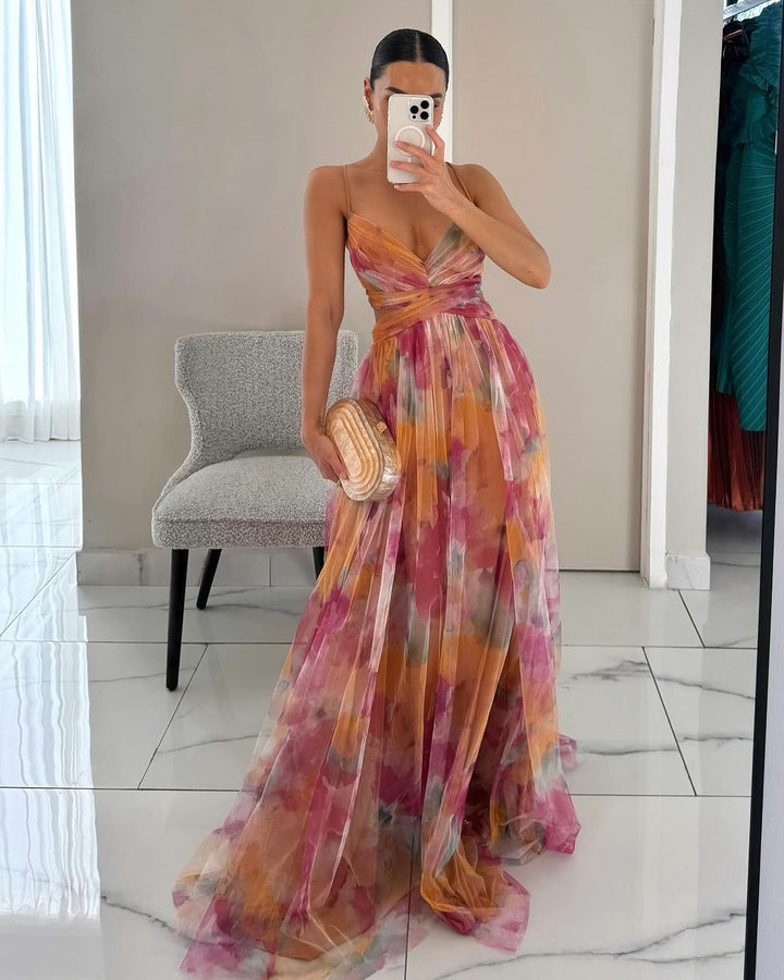 Cindy | Floral Print Maxi Wedding Guest Dress