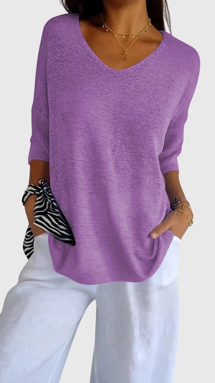 Cassandra™ | Elegant V-Neck Slim Fit Top
