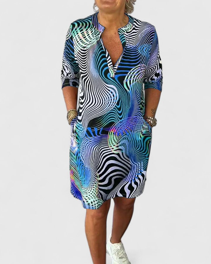 Helina™ | Sophisticated V-Neck Midi Dress
