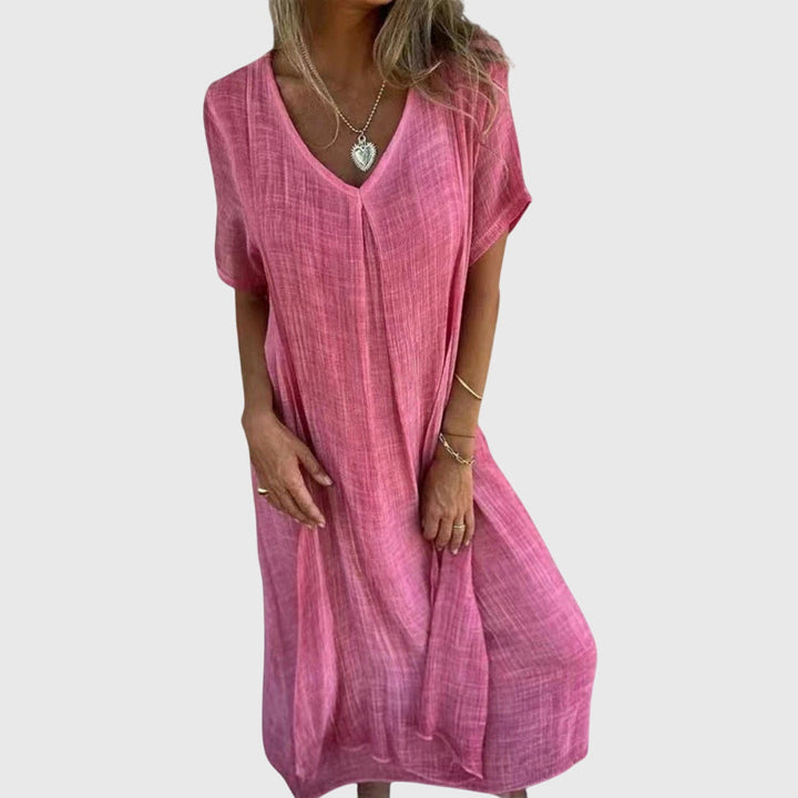 Fiona™ | Elegant Lightweight V-Neck Midi Dress