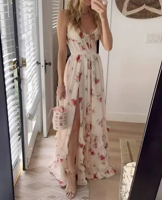 Reina | Floral Slit Maxi Wedding Guest Dress