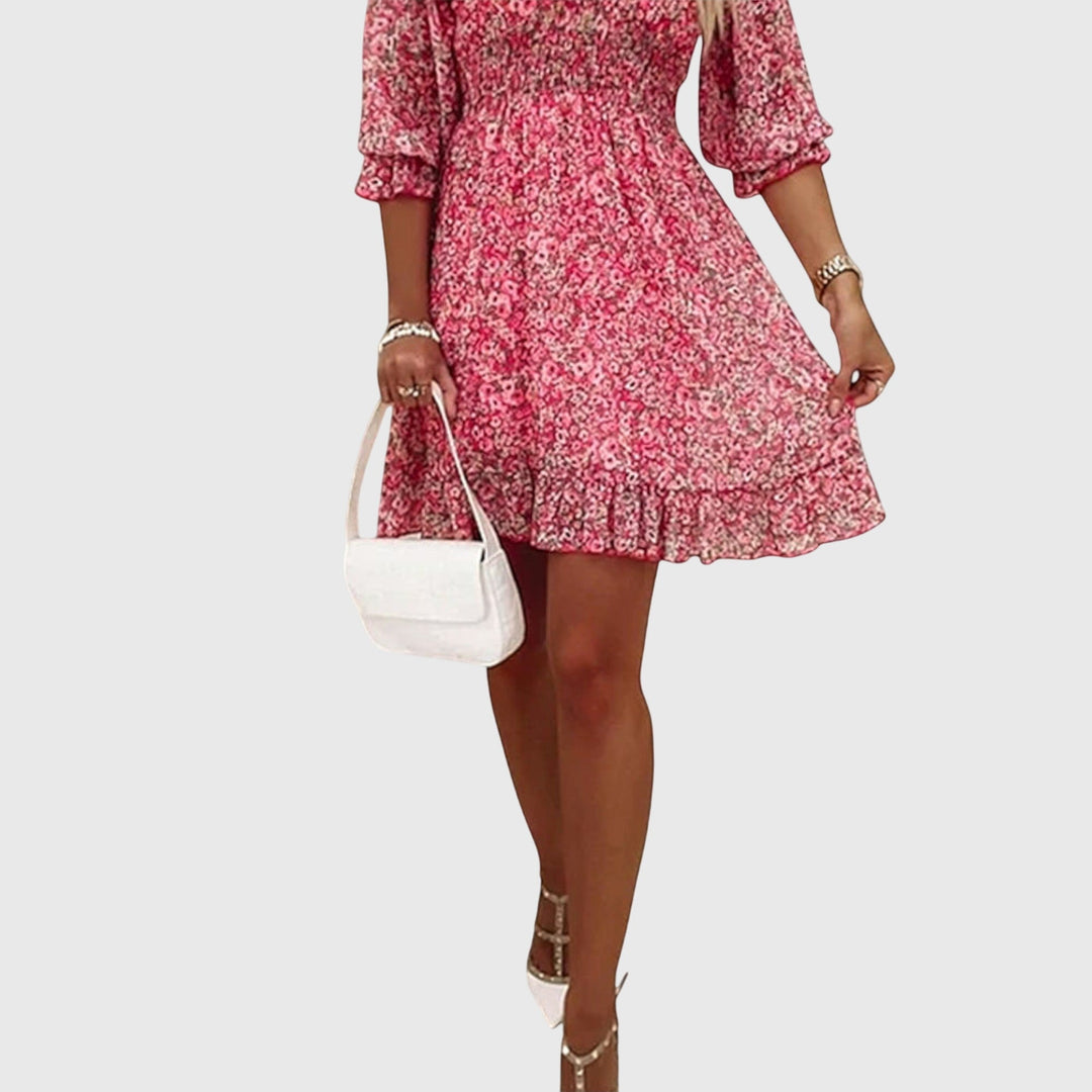 Elisa™ | Floral Puff Sleeve Midi Dress
