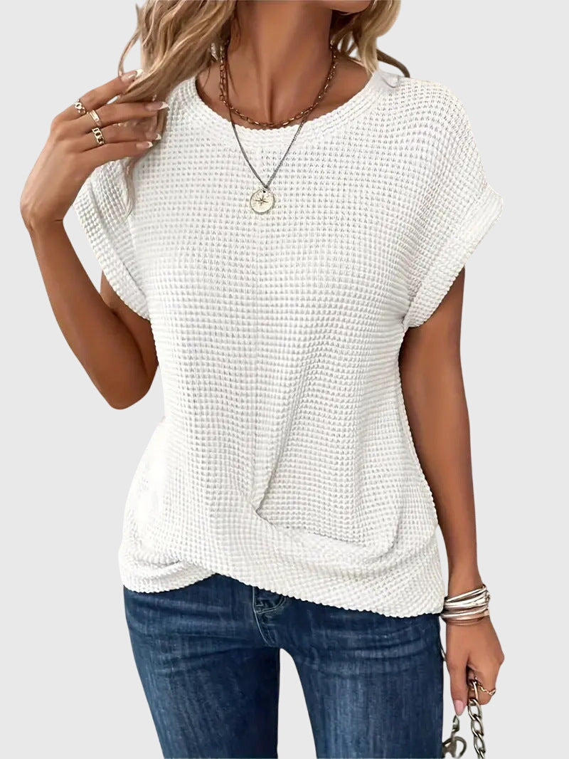 Isa™ | Elegant Crew Neck Blouse