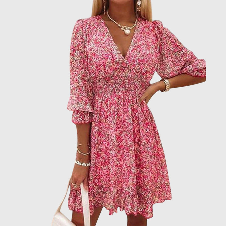 Elisa™ | Floral Puff Sleeve Midi Dress