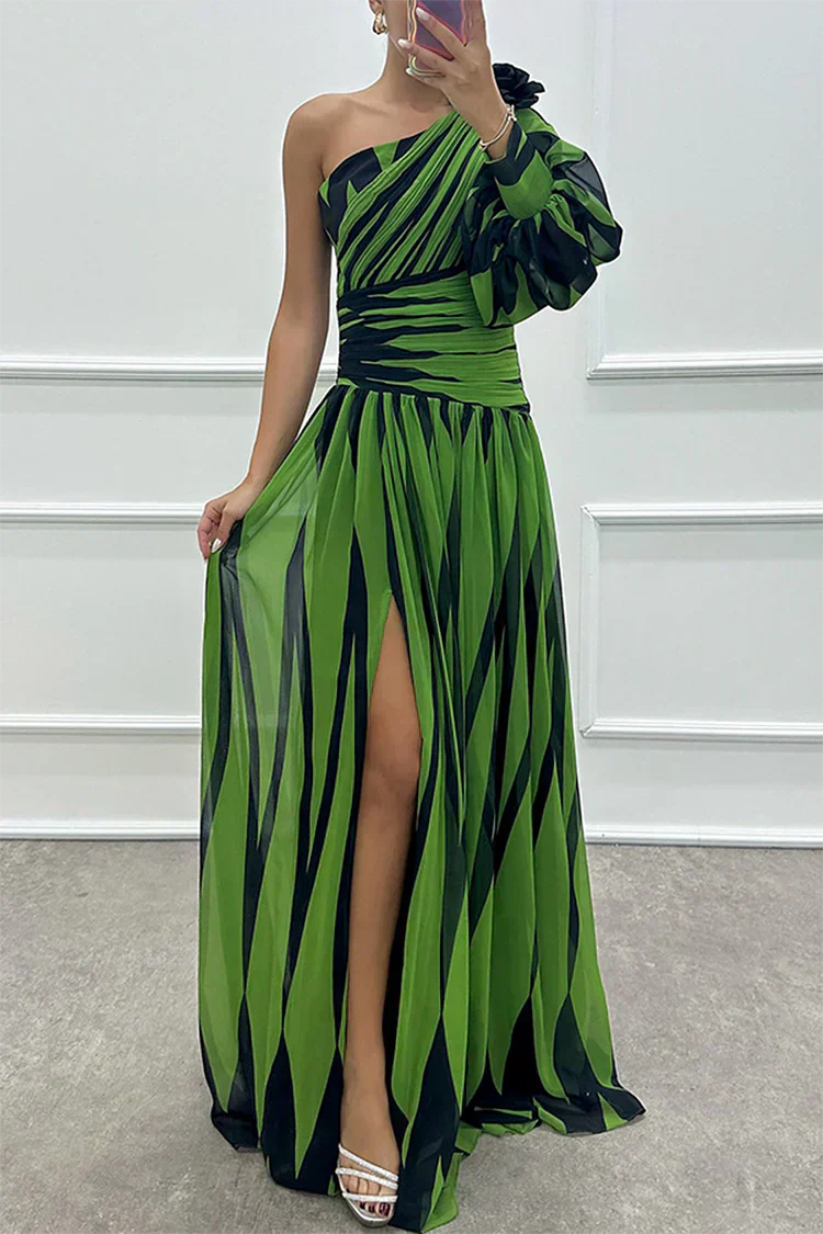 Bonnie | Striped One-Shoulder Wedding Guest Dress