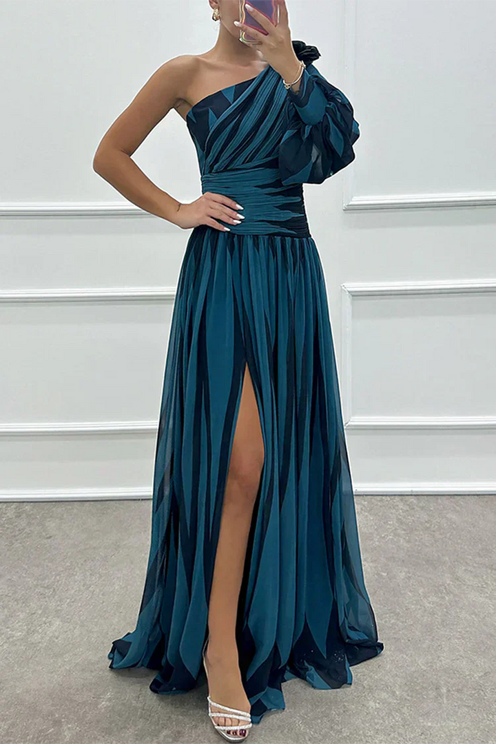 Bonnie | Striped One-Shoulder Wedding Guest Dress