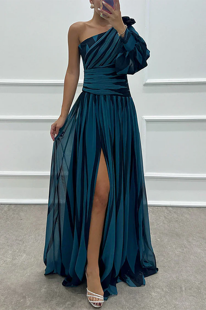 Bonnie | Striped One-Shoulder Wedding Guest Dress