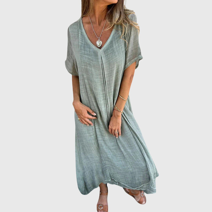 Fiona™ | Elegant Lightweight V-Neck Midi Dress
