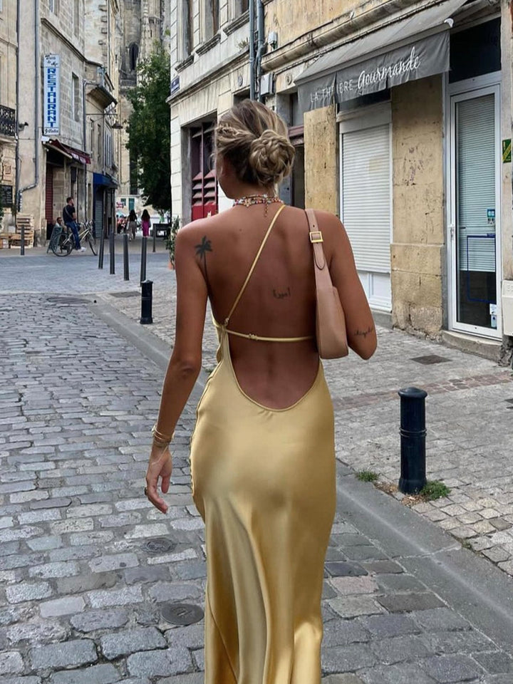 Lowri | Satin Halter Wedding Guest Dress