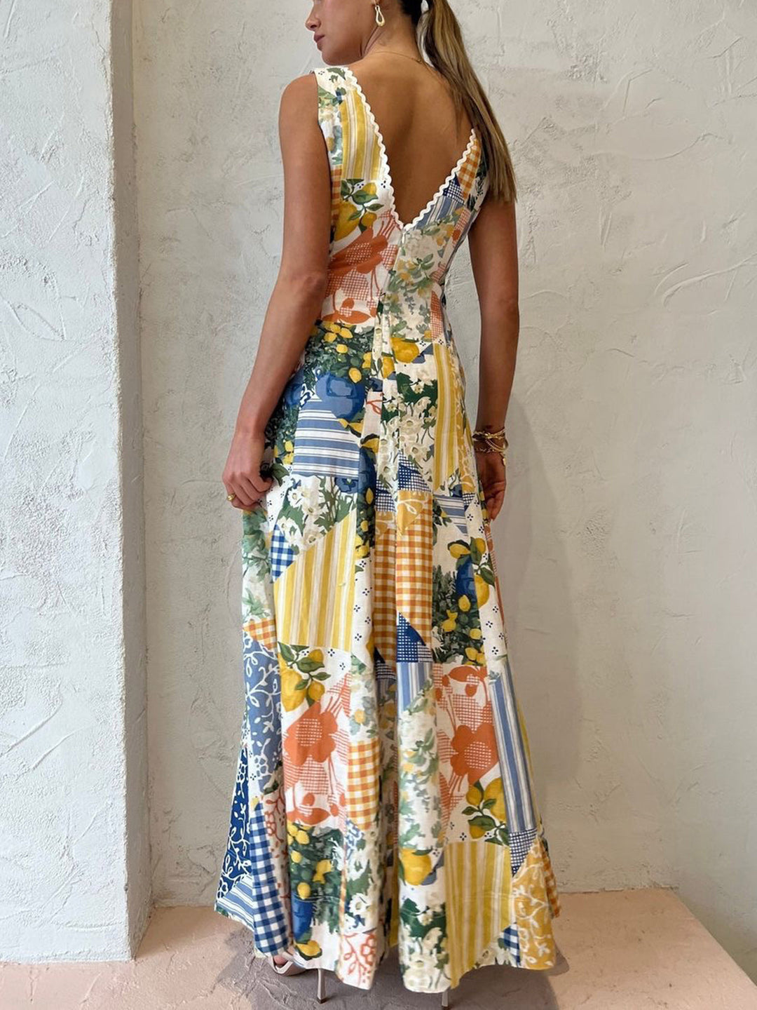 Juliana | Patchwork V-Neck Wedding Guest Dress
