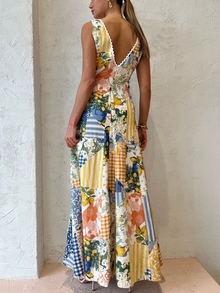 Juliana | Patchwork V-Neck Wedding Guest Dress