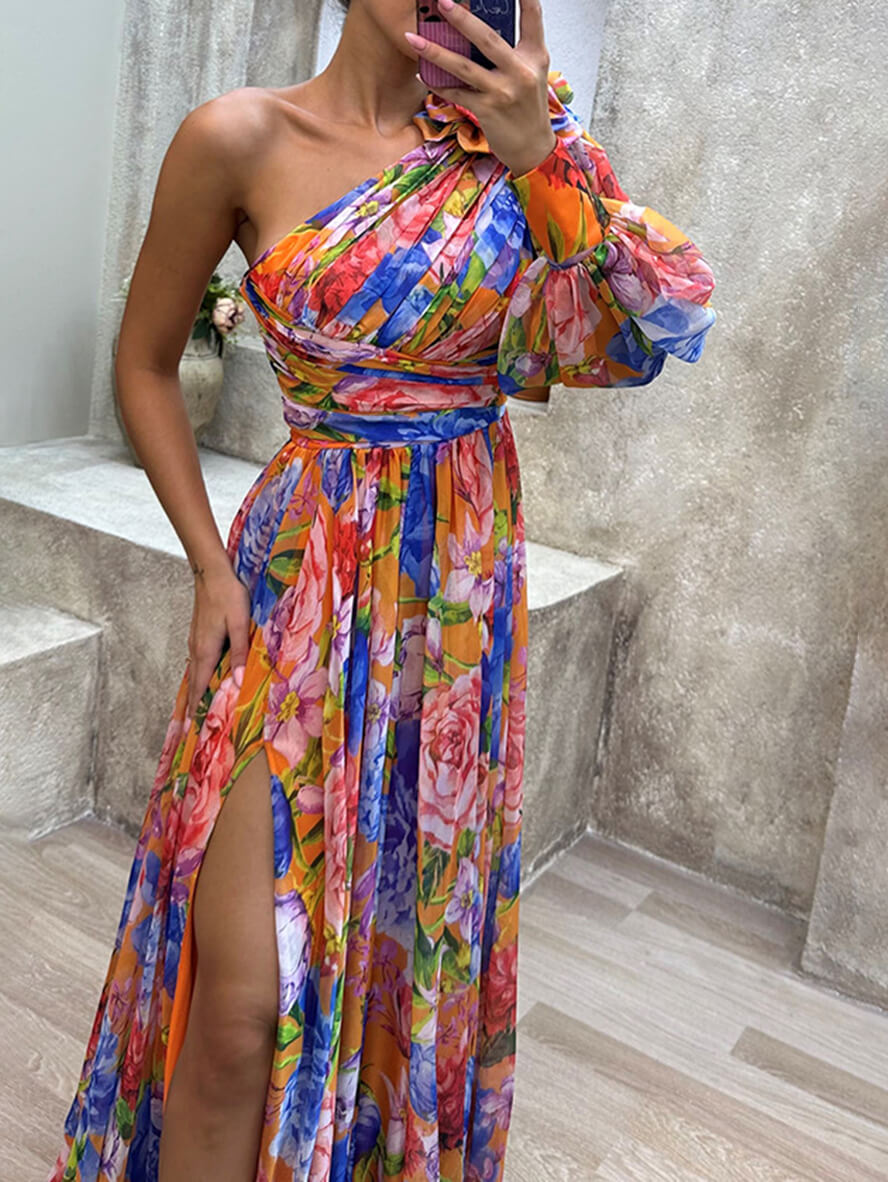 Saniah | Floral Slit Wedding Guest Dress