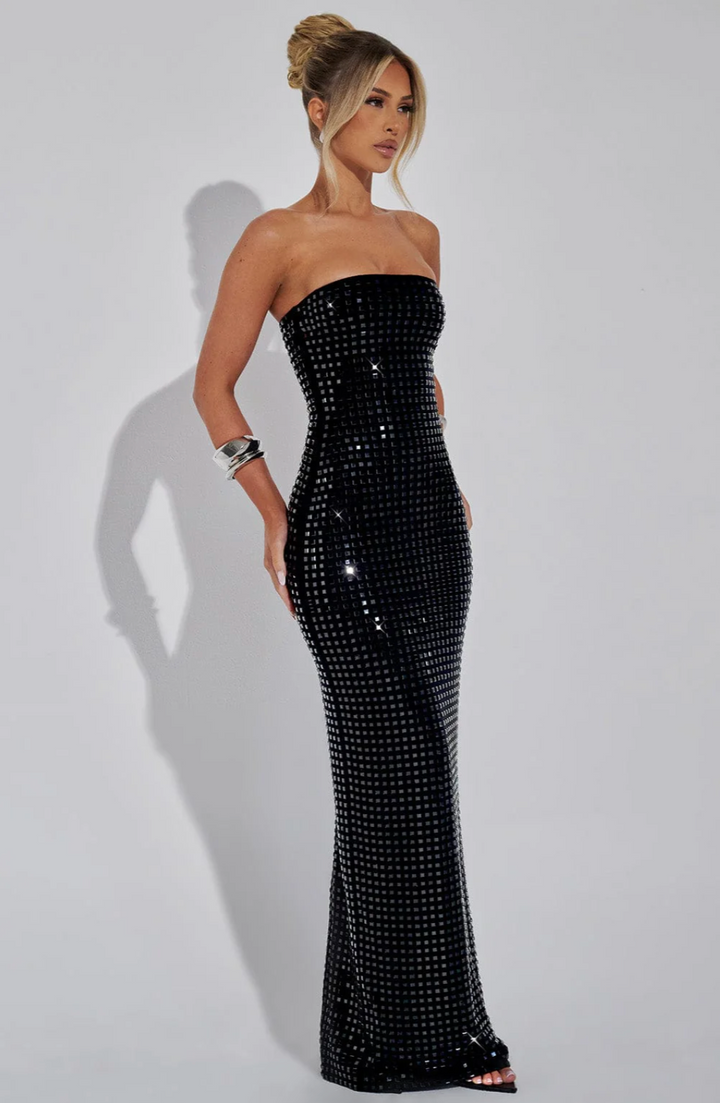 Lilou | Rhinestone Maxi Wedding Guest Dress