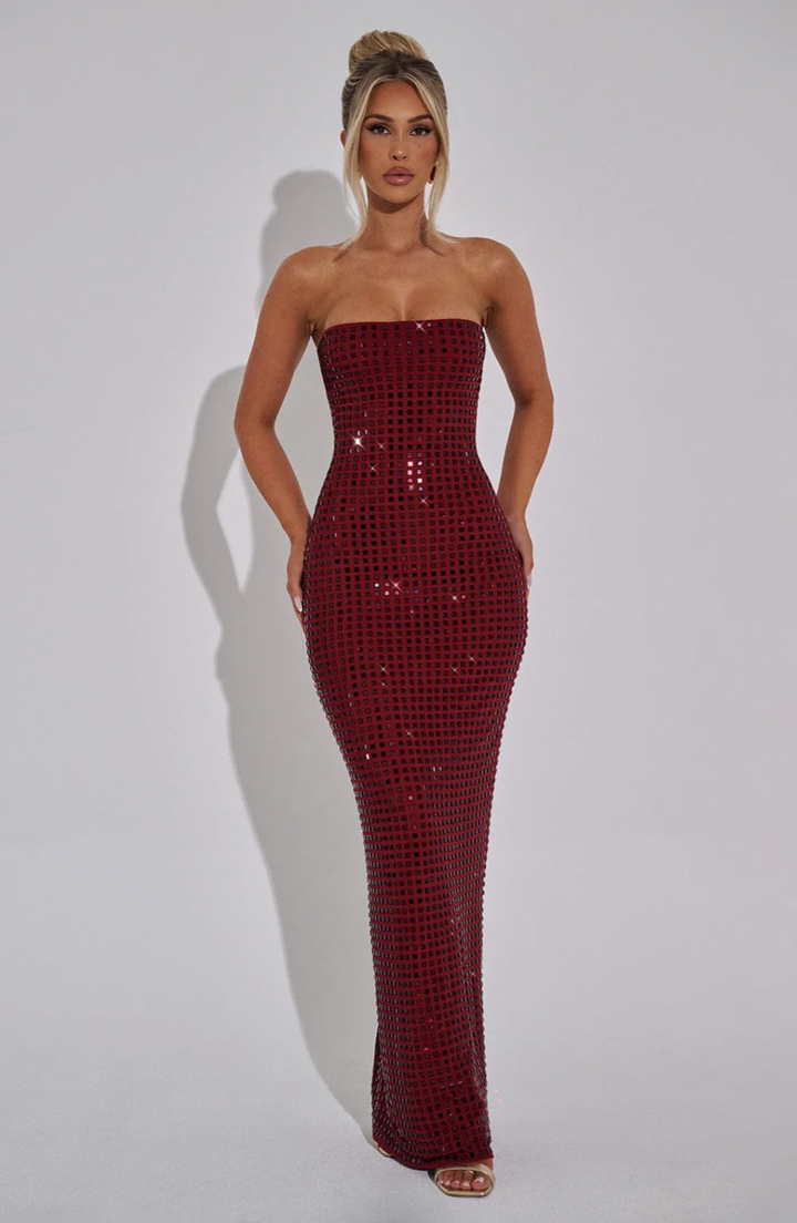 Lilou | Rhinestone Maxi Wedding Guest Dress