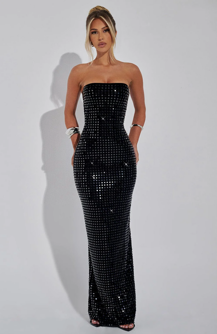 Lilou | Rhinestone Maxi Wedding Guest Dress