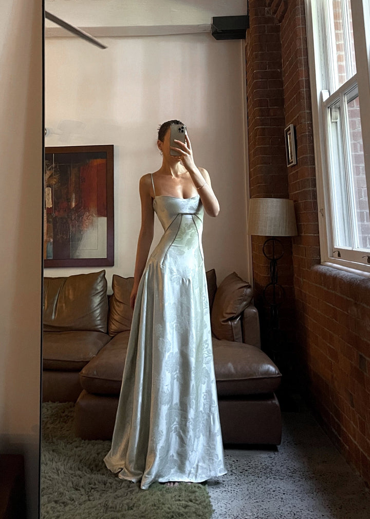 Elena | Satin Strap Maxi Wedding Guest Dress