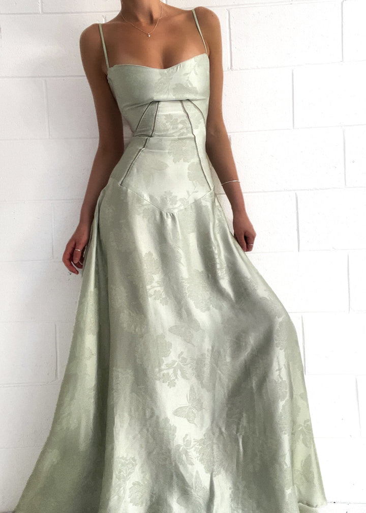 Elena | Satin Strap Maxi Wedding Guest Dress