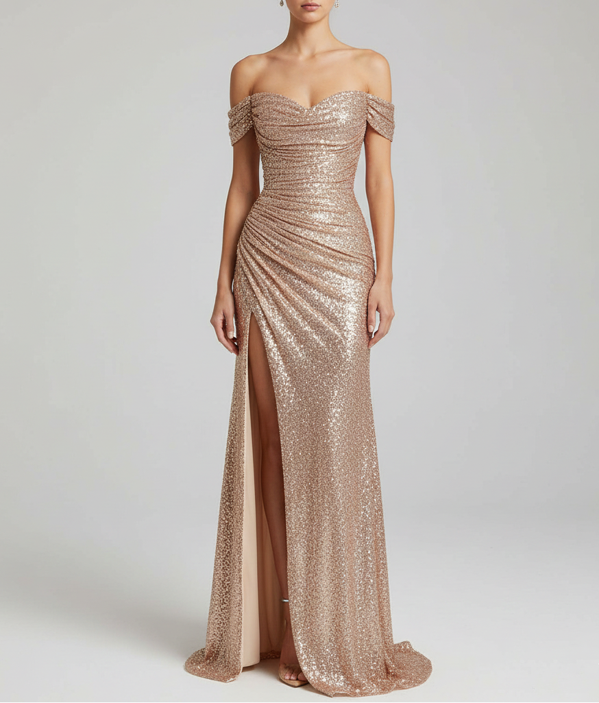Valerie | Sequin Slit Wedding Guest Dress