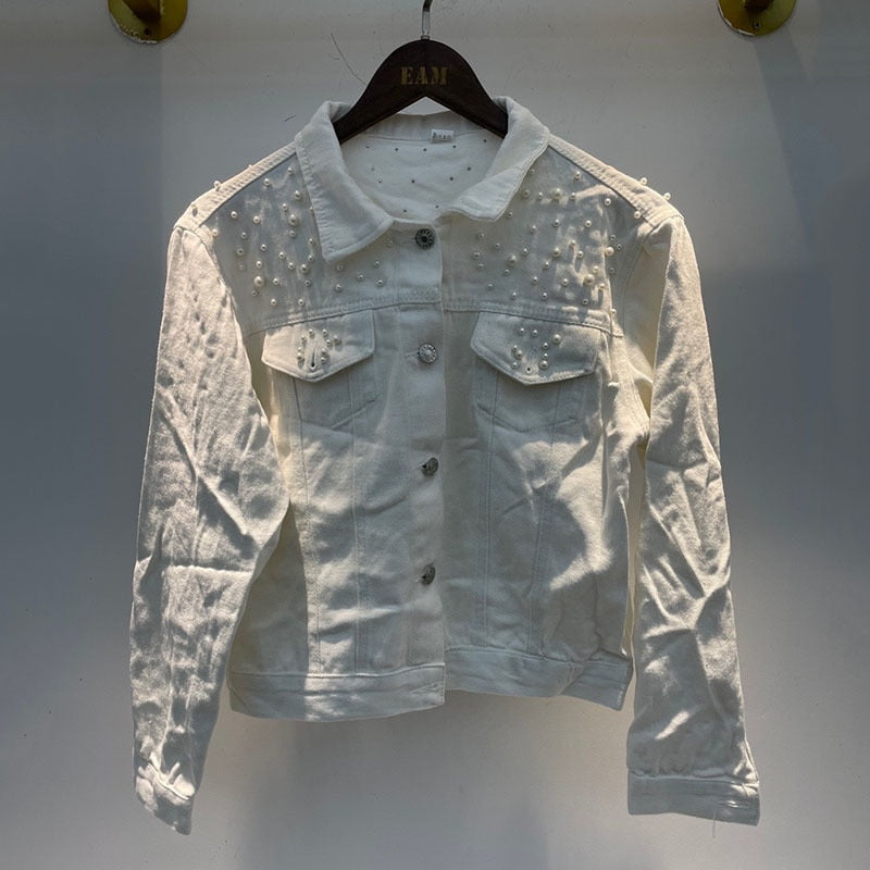 Avery | Pearl Detail Denim Jacket