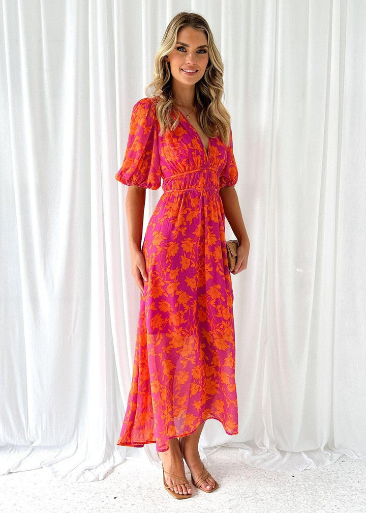 Georgie | Floral V-Neck Maxi Wedding Guest Dress