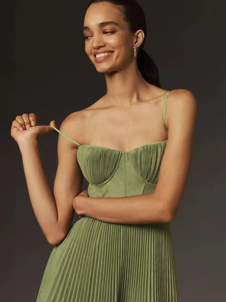 Sonya | Pleated Maxi Wedding Guest Dress