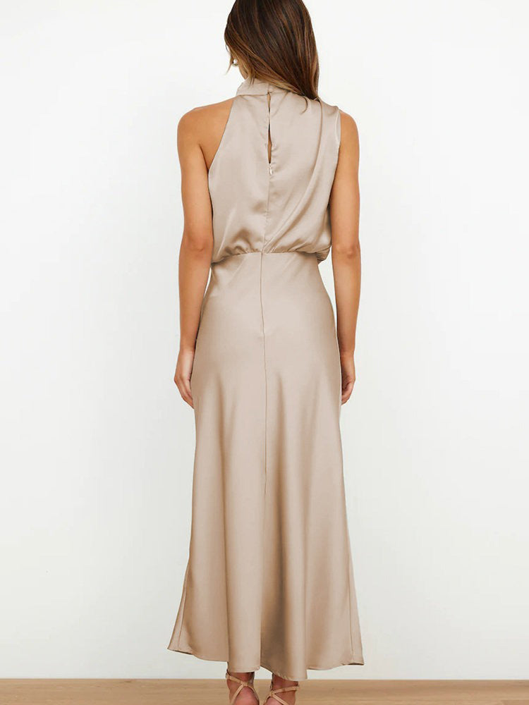 Mira | Sleeveless Satin Wedding Guest Dress