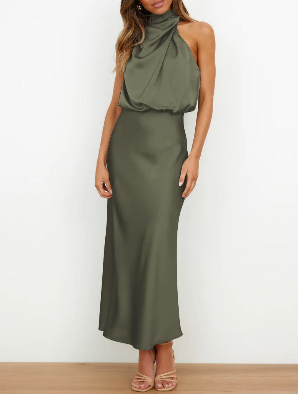 Mira | Sleeveless Satin Wedding Guest Dress
