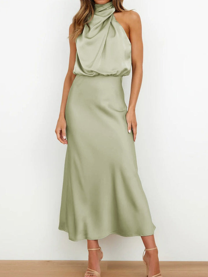 Mira | Sleeveless Satin Wedding Guest Dress