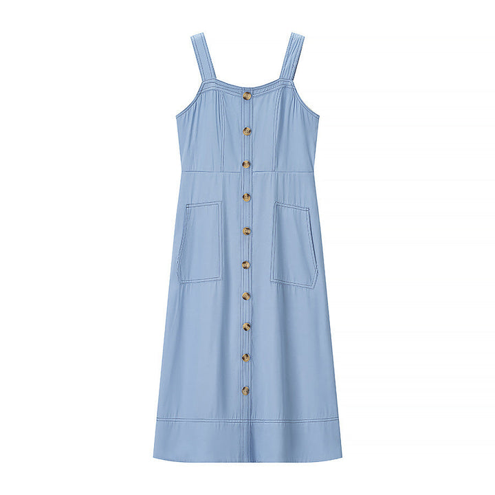 Olivia | Button Detail Maxi Denim Dress