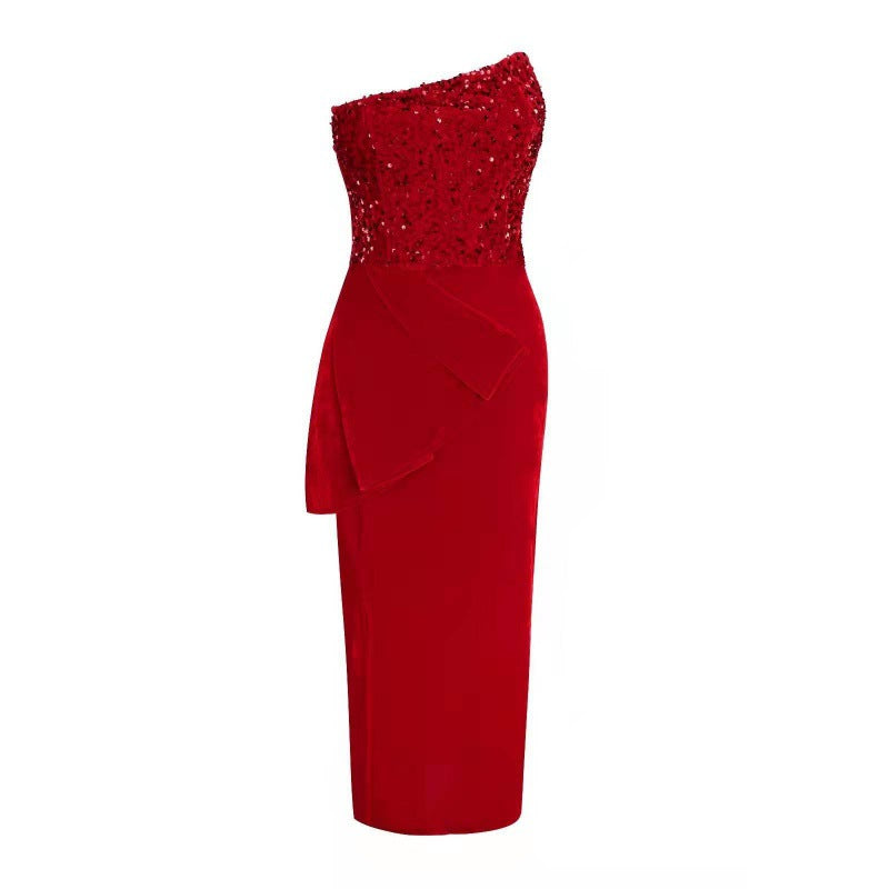 Natalie | One-Shoulder Sequin Wedding Guest Dress