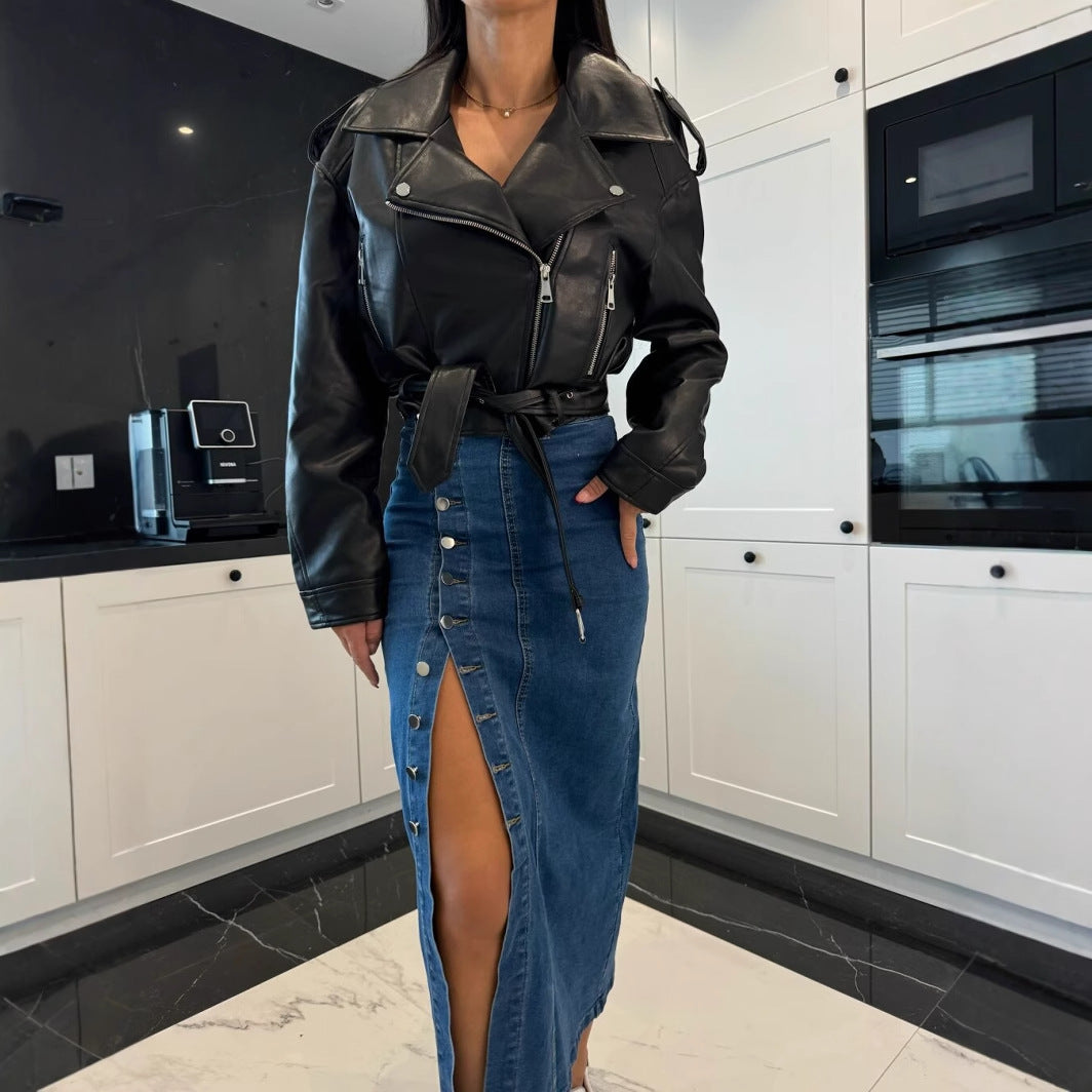 Audrey | Side Button Denim Skirt