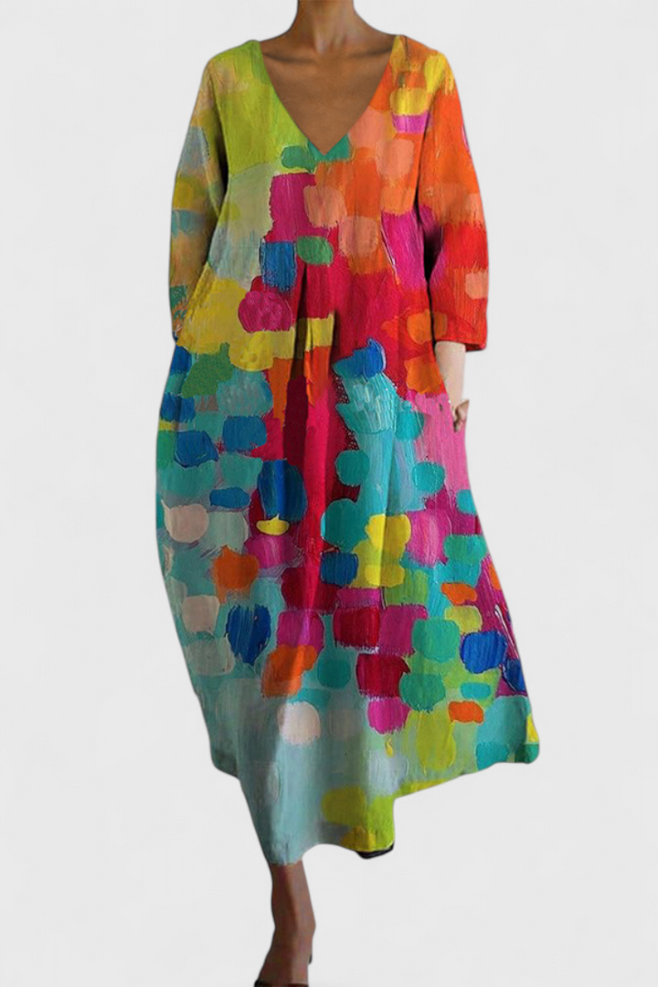 Isalinde | Relaxed V-Neck Midi Dress
